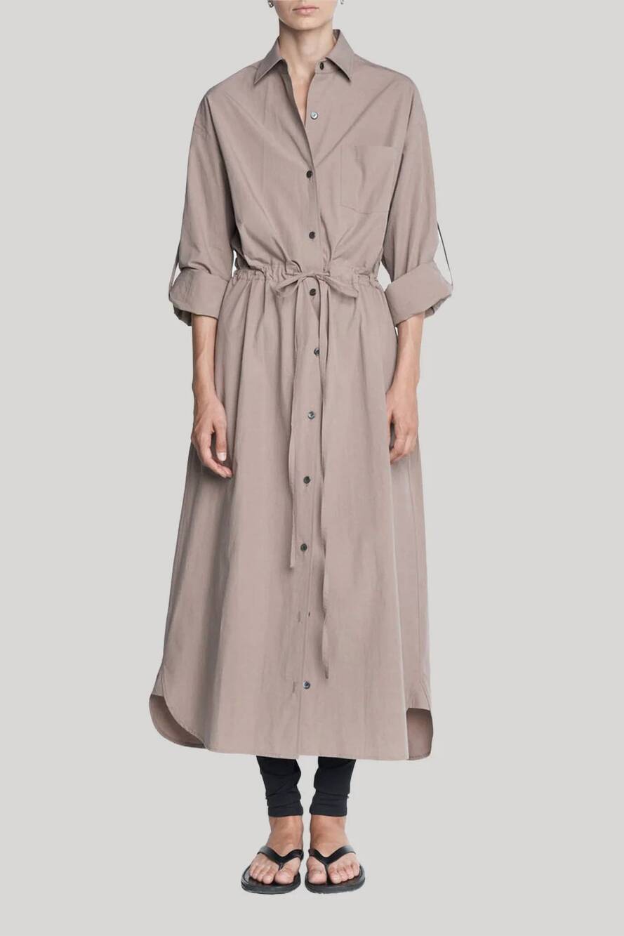 NEW MARIA MCMANUS drawstring shirt dress in mouseback